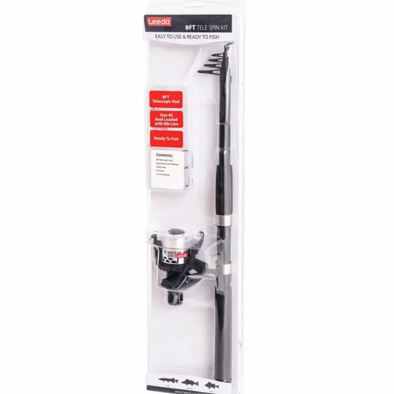Pike / Predator Leeda Rod & Reel Combo * 8ft Tele Spin Kit