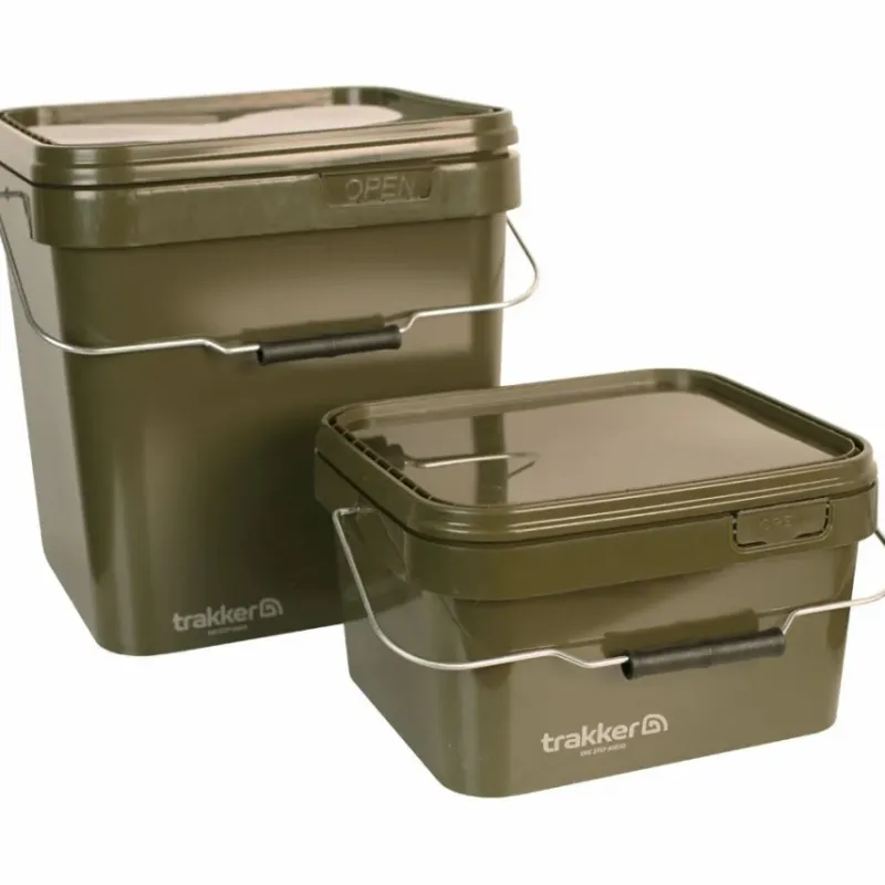 Pike / Predator Trakker Buckets & Riddles * Olive Square Container
