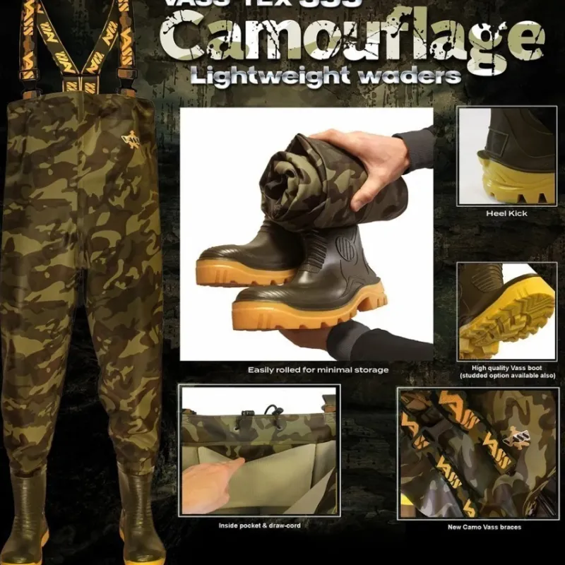 Carp Vass Waders & Boots * Tex 355 Camo Lightweight Waders Non Studded