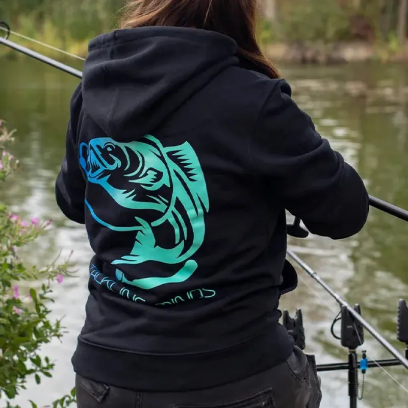 Pike / Predator Tackling Minds Clothing * Ultra Premium Black Fishing Hoodie